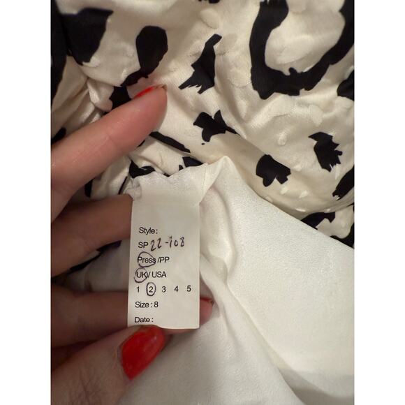 Self-Portrait 4 Off Shoulder Leopard Mini Dress Ruched Corset Black Cream XS - Picture 10 of 11